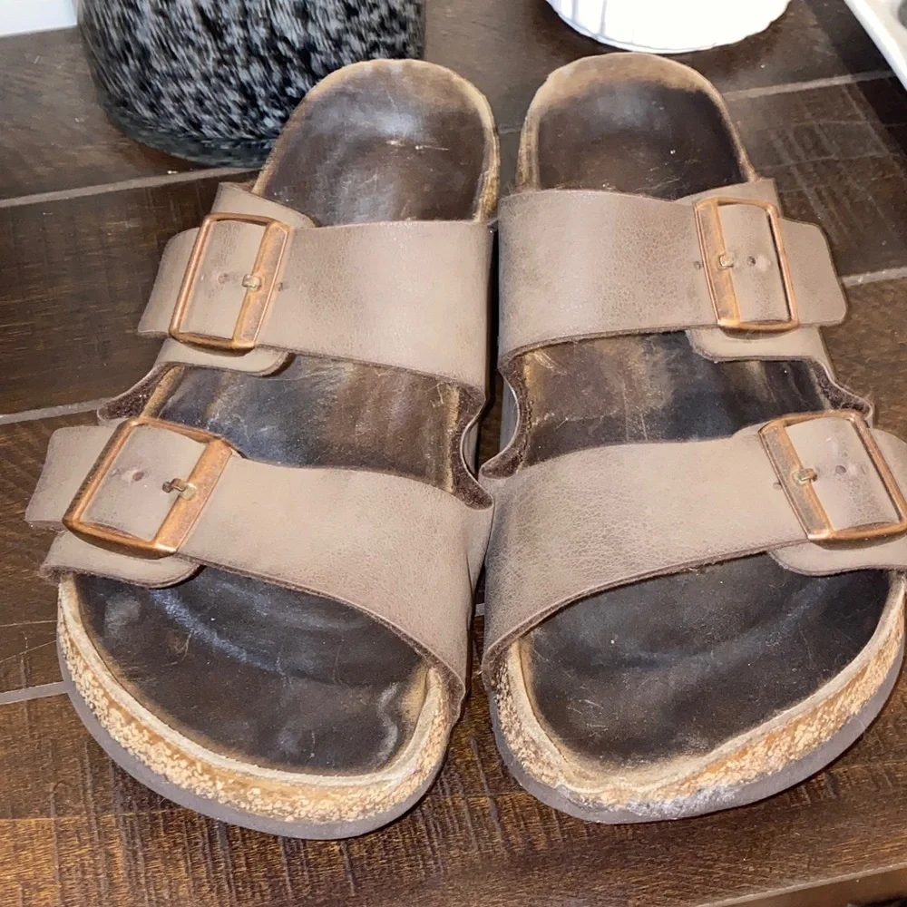 Birkenstock Brown Two-Strap Cork Footbed Sandals
